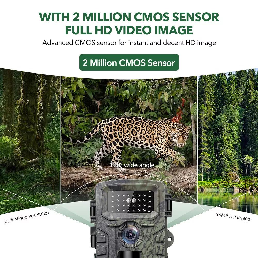 Hunting Trail Camera 2 Inch 2.7kHD HD Trail Hunting Camera IP66 Waterproof Night Vision Outdoor Wildlife Monitoring Trap Camera