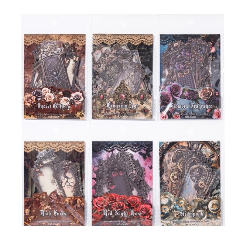 20Pieces Aesthetic Goth Embossed Sticker Scrapbooking Sticker for Journal Notebook Water Bottle Photo Album Phone Case