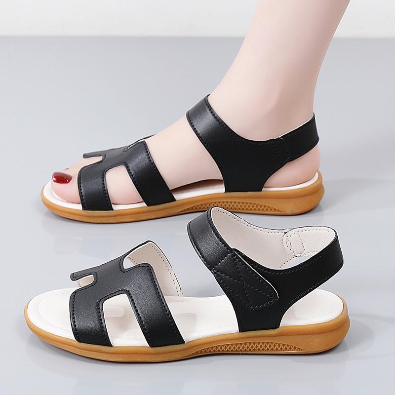Women Black Sandals Summer White Dressy Open Toe Casual Flats Sandals Plus Size
