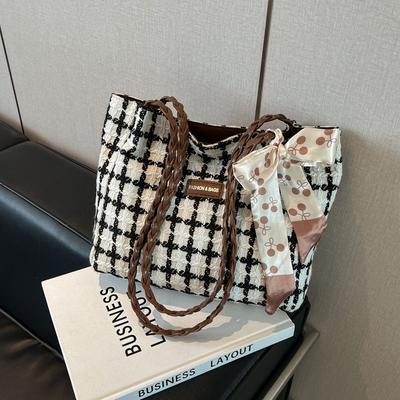 Sac fourre-tout grande capacité sac femme nouveau sac à bandoulière à carreaux mille oiseaux sac polyvalent pour les trajets quotidiens les courses