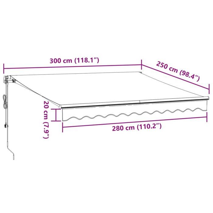 VidaXL Auvent rétractable automatique marron 300x250 cm 3215375