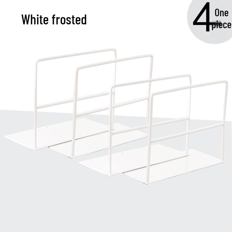 Minimalist Iron Bookends Set - 4-Piece Desktop Book Holder for Students