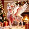 2D Red Golden Ram Christmas Hanging Ornament With Exquisite Details Glossy Finish For Christmas Tree Home Holiday Party Decorati
