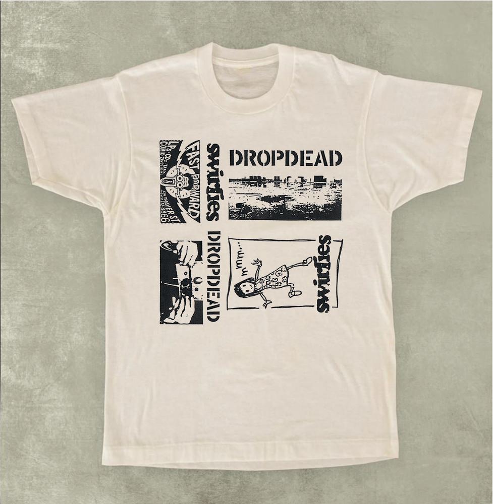 Swirlies Band Swirlies Dropdead Short Sleeve Unisex White T-Shirt MC829 Unisex T-Shirt