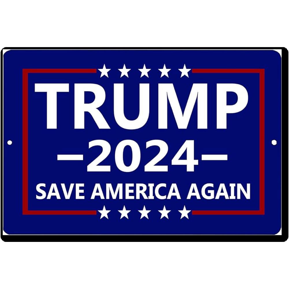 

Трамп 2024 Вернём Америку Алюминиевая табличка 12x8 дюймов для улицы, для помещения Красная или Синяя синий