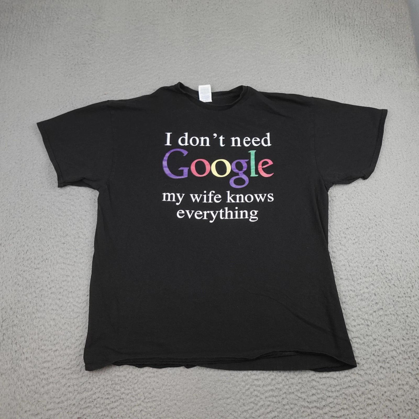 Funny Google Wife Knows Everything Shirt Mens XL Black Graphic Funny Marriage 3XL