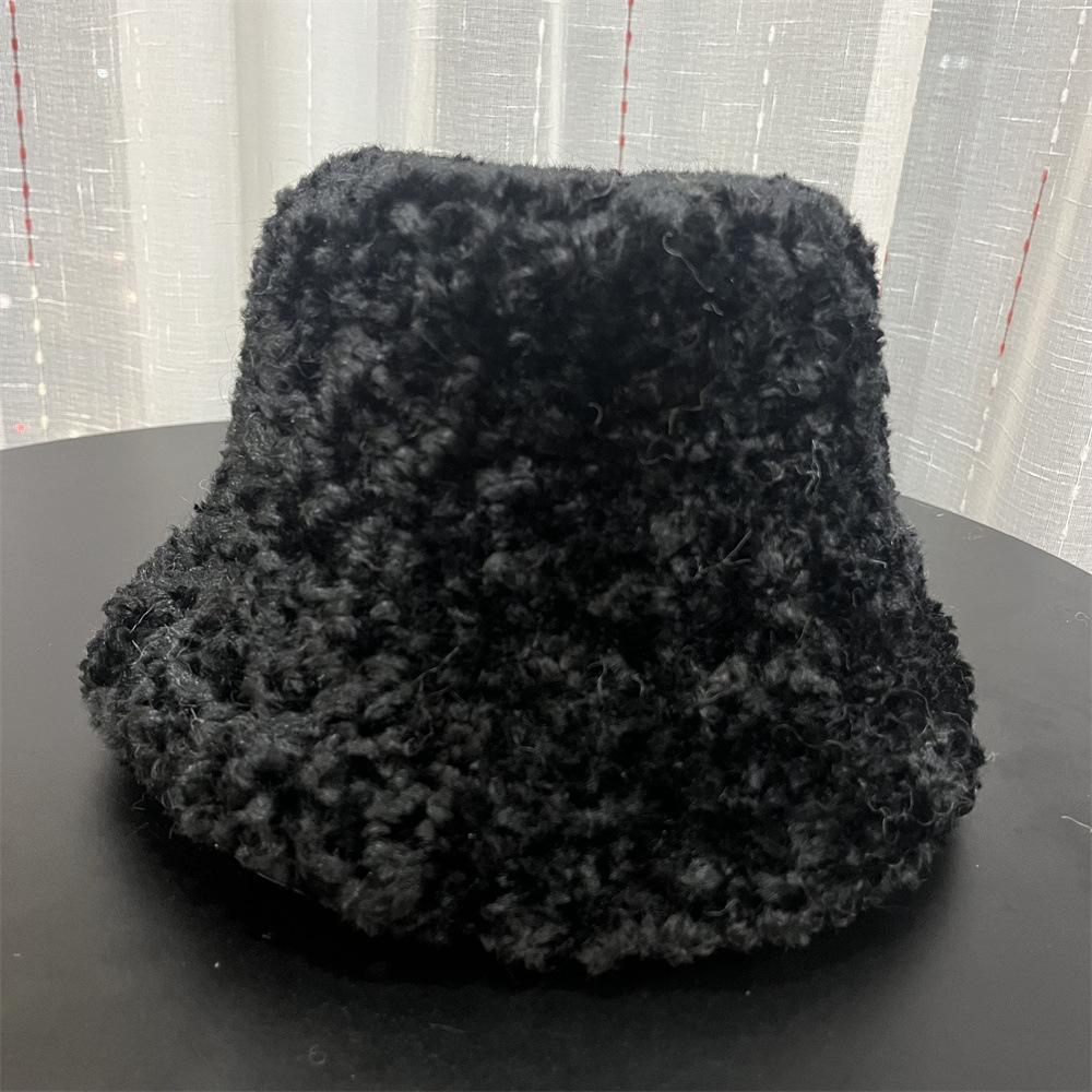 

Маленький рулончик, ретро-ощущение~ Зимняя плюшевая рыбацкая шляпа детская осенне-зимняя теплая универсальная однотонная не выбирает людей шляпа-ведро тренд Adult average size чёрный