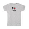 Gift T-Shirt : I Love Japan Flag Heart Country Crest Japanese Expat