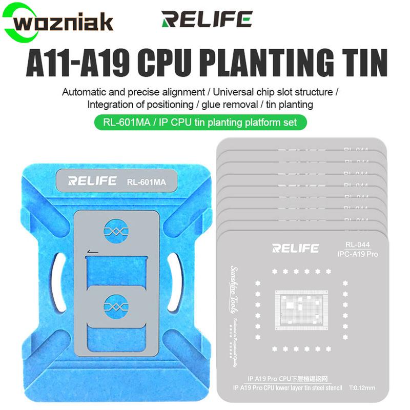 RELIFE RL-601MA Universal CPU Reballing Stencil Platform For iPhone A11-A19 IC Chip Planting Tin Template Fix