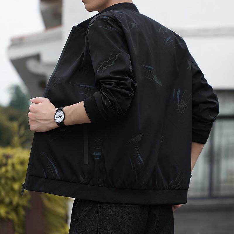 Yalu Men's Casual Printed Baseball Jacket