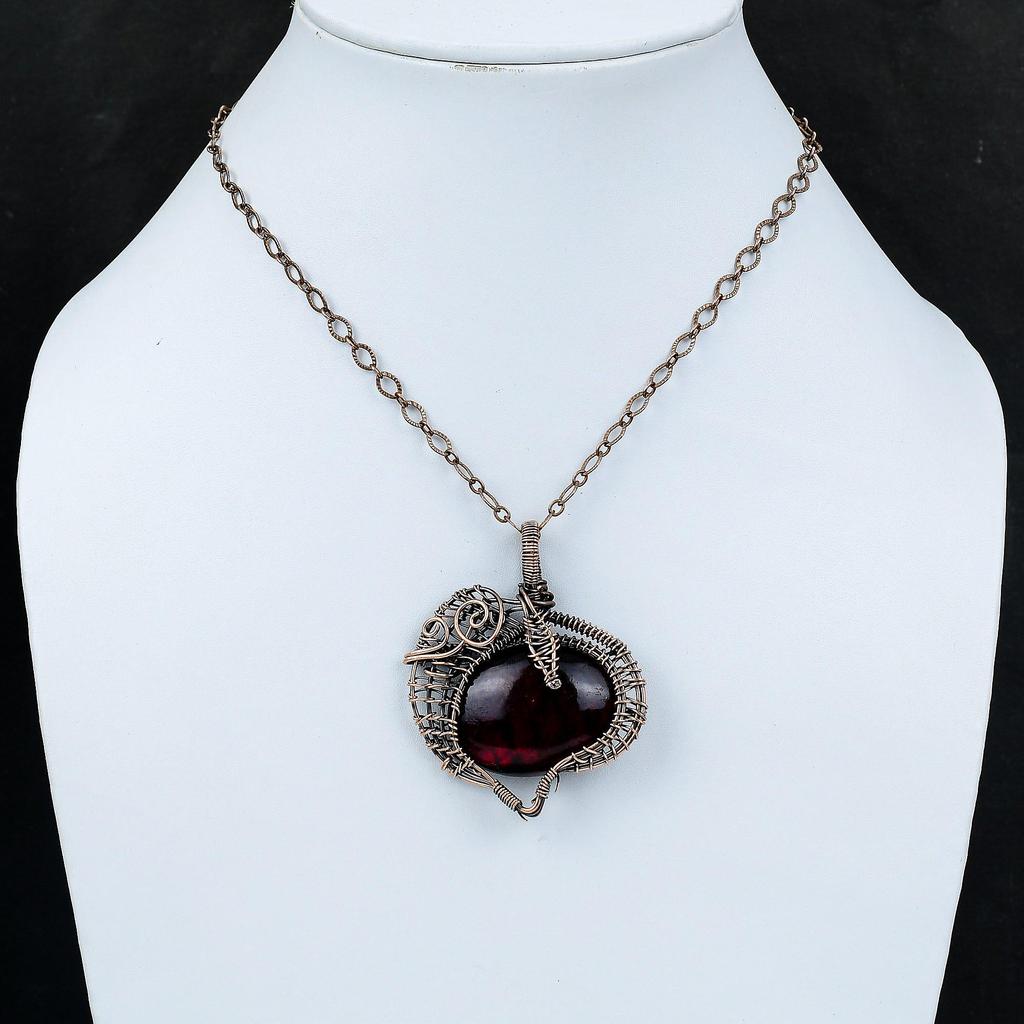 Roter Feuer Labradorit Anhänger Kupferdraht umwickelter Anhänger Original Edelsteinschmuck Handgefertigter Anhänger Kupferdraht Umwickelschmuck Geschenk für Freund