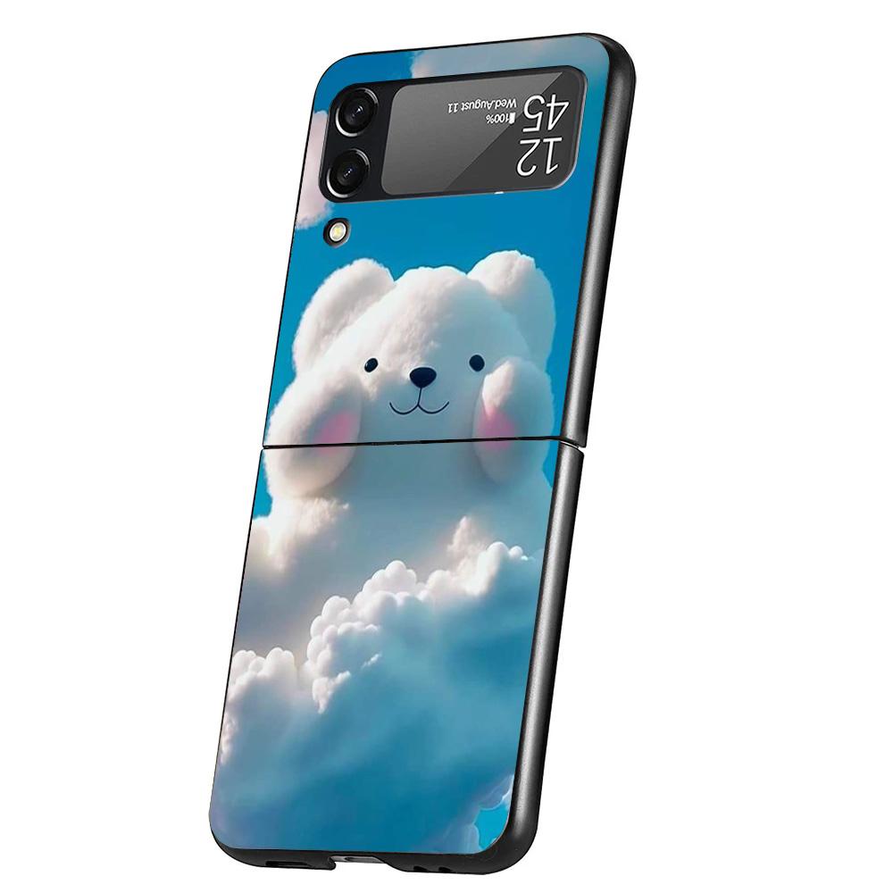 Sunny Clouds Teddy Bear Phone Case For Samsung Galaxy Z Flip 7 6 5 4 3 5G Cover ZFlip7 ZFlip6 ZFlip4 ZFlip5 ZFlip3 Coque Fundas
