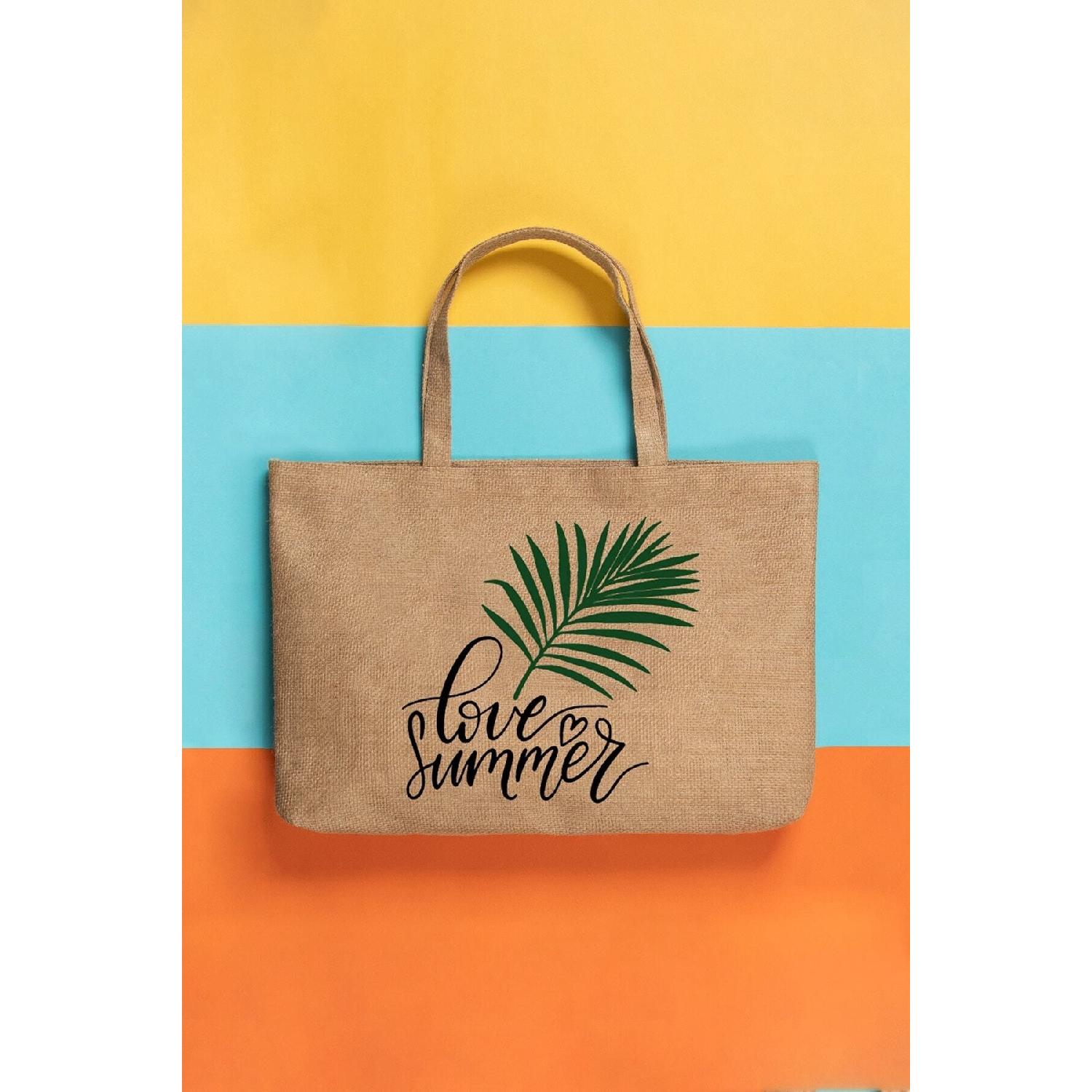 

Джутовая пляжная сумка через плечо Love Summer с принтом 50x40x8