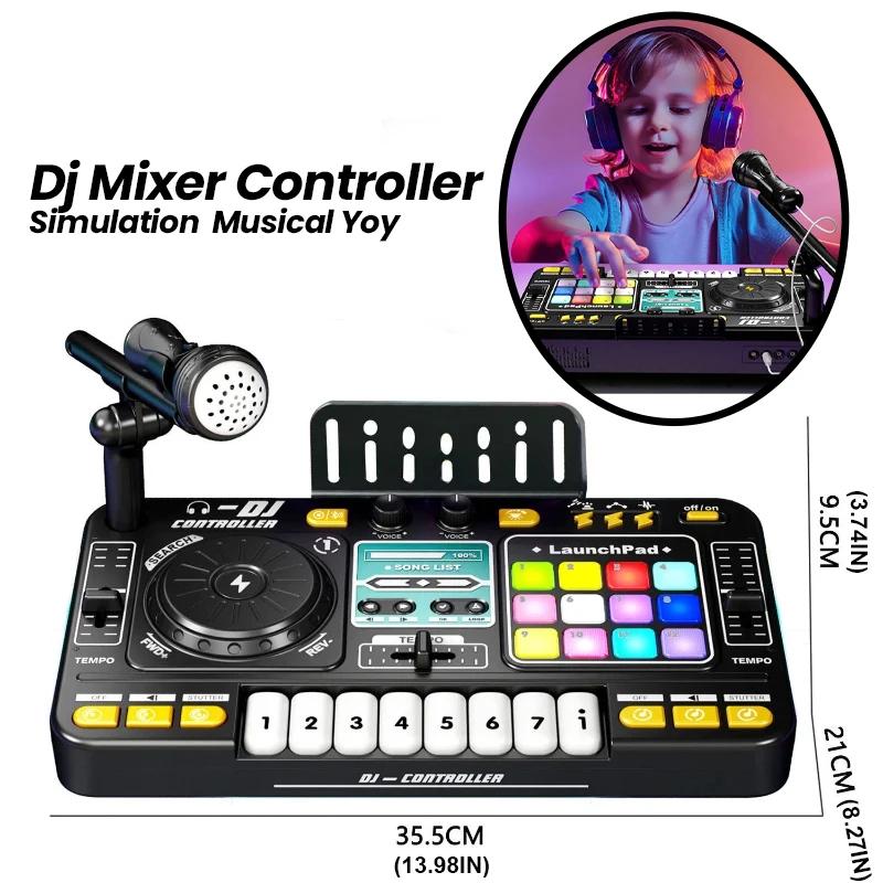 Non-Toxic Children Music Toy Simulation Dj Mixer Controller Multifunctional Electronic Organ Dj Player Entertainment Toy Christmas Gifts