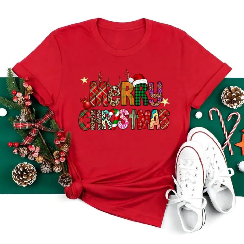 Just A Girl Who Loves Christmas Print Women Tshirts Cute FeUnisex Christmas Clothes New Year Party Tshirt