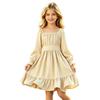 Farbenfrohes Freizeitkleid für kleine Mädchen für Frühling und Herbst, Alltagskleidung und Party