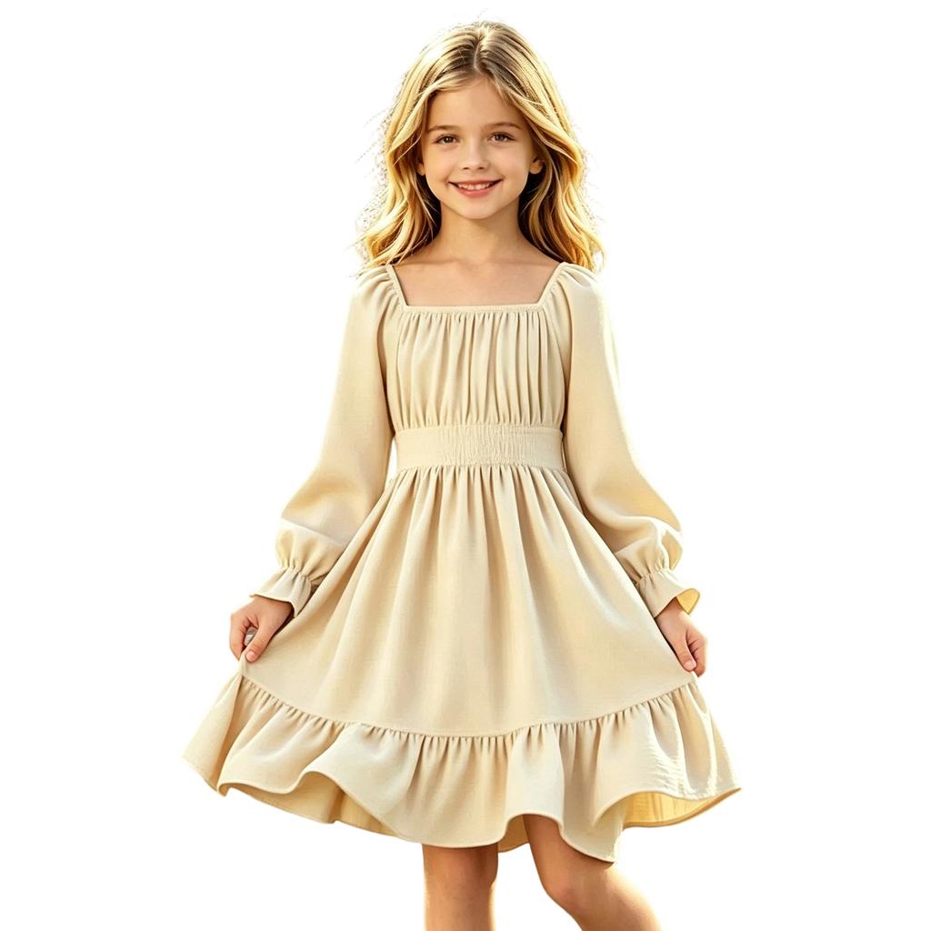 Farbenfrohes Freizeitkleid für kleine Mädchen für Frühling und Herbst, Alltagskleidung und Party