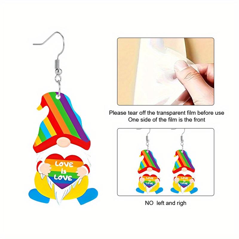 2D Flat Pride Earrings Rainbow Gnomes Acrylic Earrings Fashion Jewelry Elegant Earrings Party Earrings Holiday Gift for Friends Party Favor