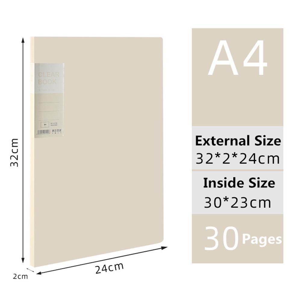 A4 File Folder Display Book 20/30/40/60 Pages Transparent Insert Paper Document Organizer Bag Office School Supplies Quality