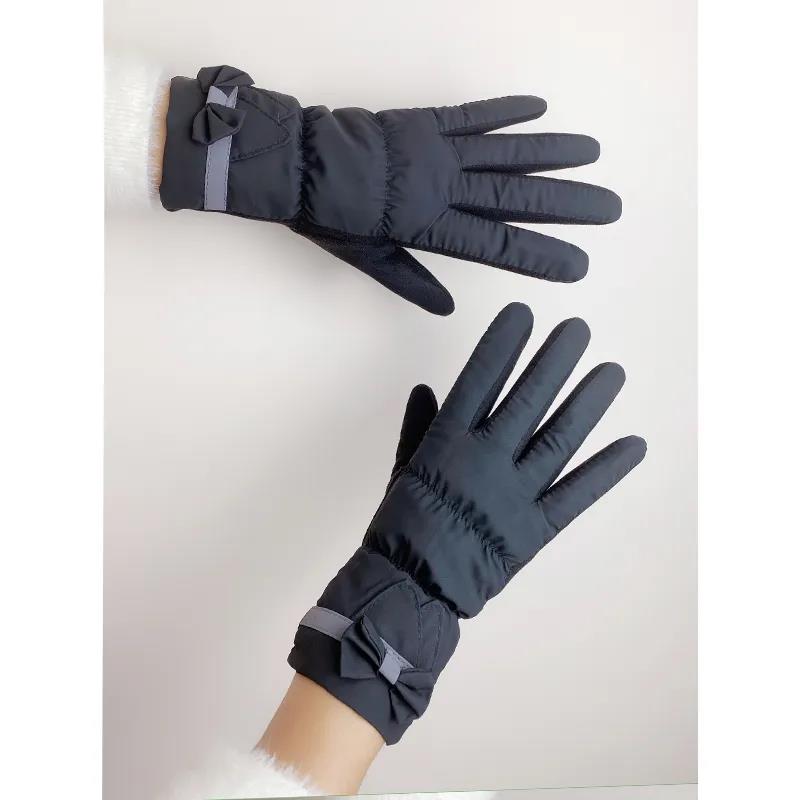 Handschuhe Plus Samtverdickung Warm und Kälteschutz Niedliche Mädchen Winddicht Wasserdicht Touchscreen Koreanische Version Fahrradhandschuhe für Damen