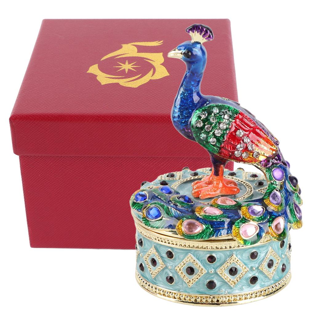 Páví figurka Kloubová šperkovnice Stolní zinková slitina Dekorace Ornament