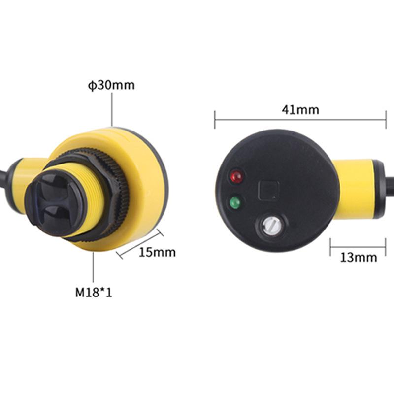 M18 Ultra-Short Diffuse Reflective Laser Sensor - Adjustable NPN Infrared Switch