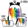 Classic Popular Colourful LGBT 3D Print 3pcs/Set Pupil School Bags Laptop Daypack Backpack Inclined Shoulder Bag Pencil Case