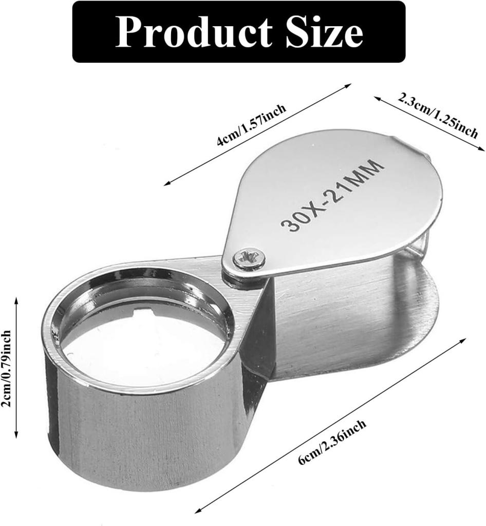 30x21mm Magnifying Glass Pocket Jewelry Loupe Mini Folding Magnifier For Identifying Jade Coin Antique Magnifying Glass