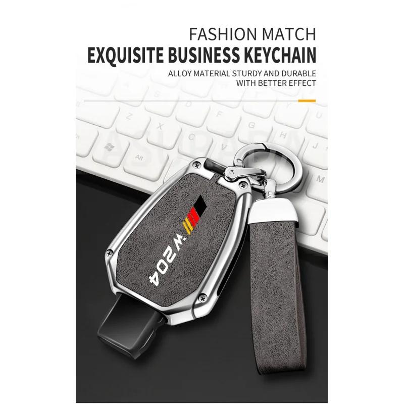 Auto TPU Zinc Alloy Key Case Bag For Mercedes Benz W204 Logo Car Key Chain Car Metal Key Shell Interior Decoration Accessories
