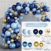 Kit de ghirlande cu baloane metalice albastre Baloane confetti aurii Decor pentru petrecerea de aniversare pentru copii, nunta, ziua de nastere, baby shower baietel