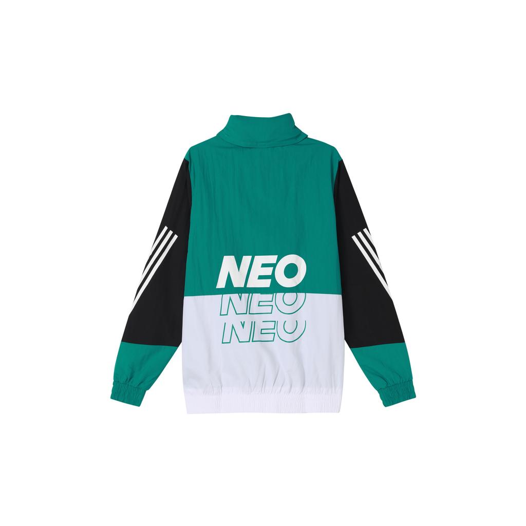 adidas neo M SS WRMLN WB Sports Windbreaker Jacket White Green Colorblock Men's GE5499