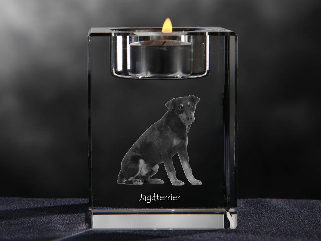Jagdterrier – Candle holder with dog photo, crystal tealight holder | Art-Dog