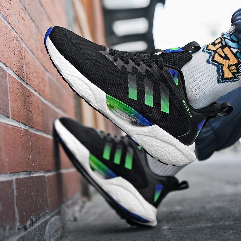 

Men s Striped Running Shoes Breathable Knit Non-slip Shock Absorbing Athletic Sneakers 45 чорний
