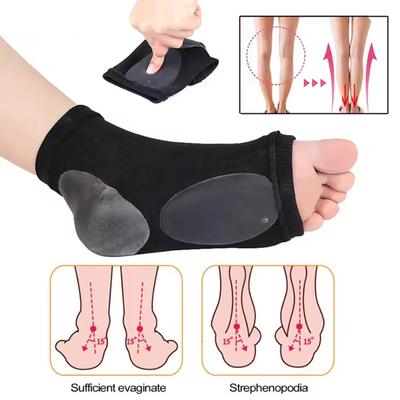 1 Paar Fußgewölbe-Stützbandage Gepolstertes weiches elastisches Gelpolster Stoff-Fußgewölbe-Socke Zur Linderung von Plattfußschmerzen Plantarfasziitis Fersensporn