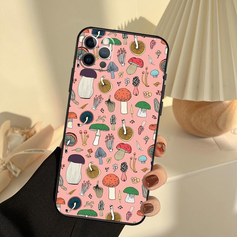 Mushroom Phone Case For iPhone 13 16 15 11 12 14 17 Pro Max 12 mini 15 16 Plus 16e 17 Air Cover Funda