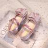 Chaussures de princesse pour filles, petites chaussures en cuir avec nœud en strass, roses, mignonnes, à fond souple, simples, sophistiquées, généreuses et élégantes pour filles
