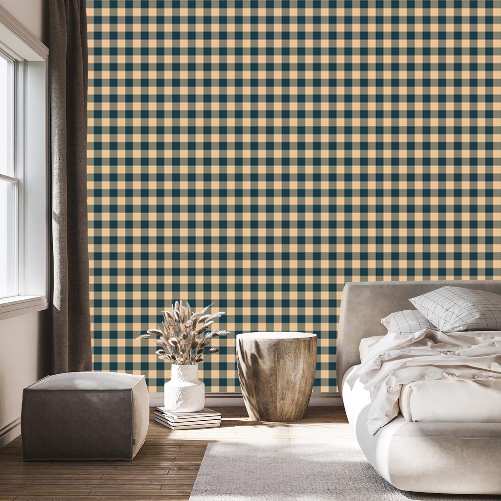 Christmas Autumn Plaid Wallpaper Brown and Cream 50x1000