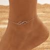 Simple Double Zircon Cross 8 Shape Word Anklet For Women Hollow Love Heart Thin Chain Anklets Girl Beach Foot Minimalist Jewelry