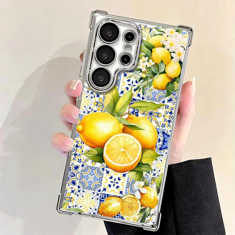 Mediterranean Lemon Soft Phone Case For Samsung Galaxy S26 Ultra S25 Edge S24 FE S23 Plus S22 S21 + S20 Plating Anti-Fall Fundas