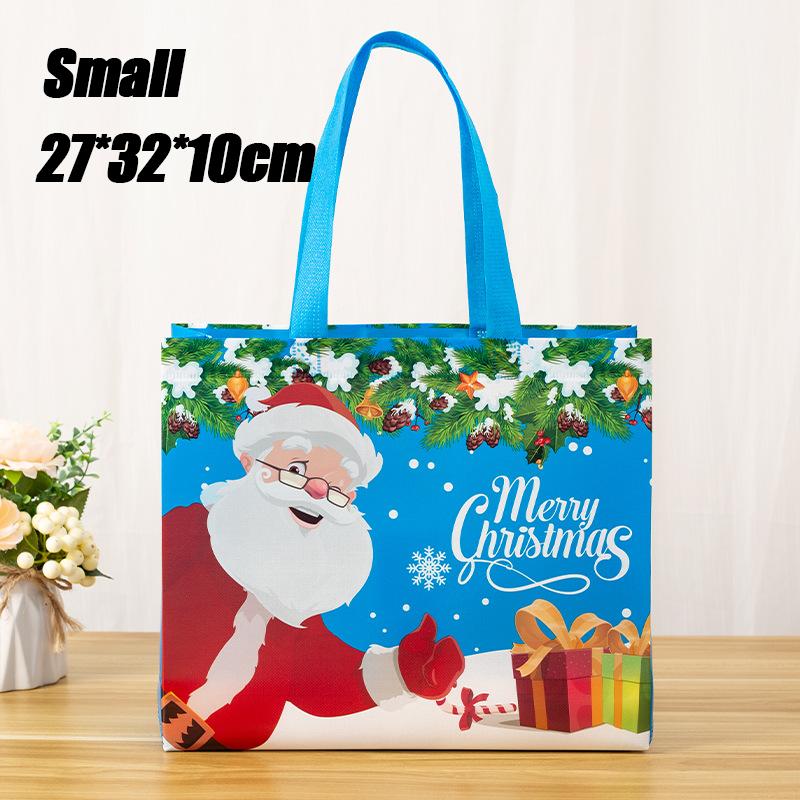 Tote Bags Santa Elk Snowflake Tote Bags  Thickened Non-woven Printed Waterproof Bags Christmas Gift Bags Christmas Decoration