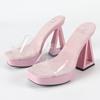 Fashion Fashion Transparent PVC Sandals Women Comfortable Open Toe Satin Slide Sandals Sexy Party Super High Heel Brand Designer Shoes