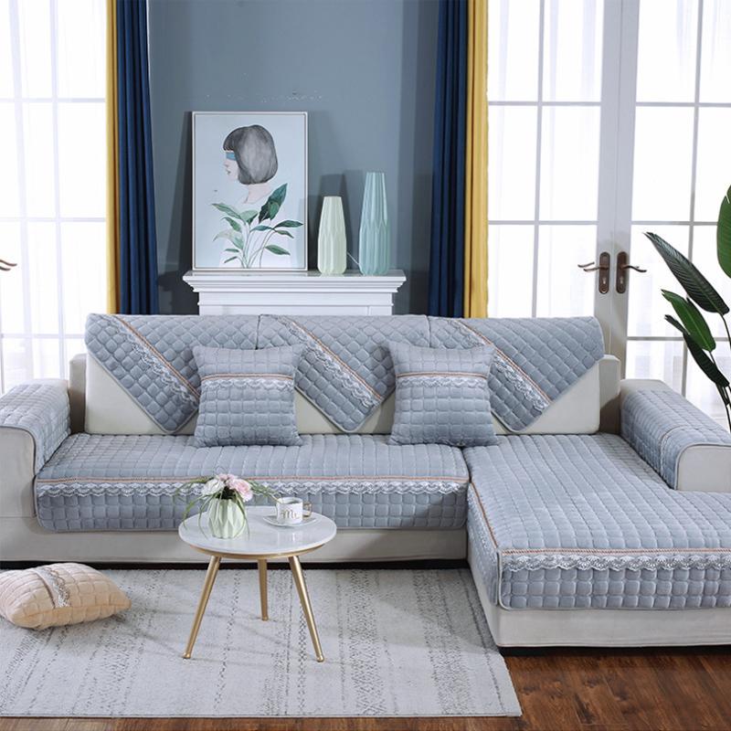 Tykt plysj sofatrekk beskytter sklisikkert sofatrekk moderne flanell sofatrekk til stue 3-seters sofaer og lenestoler