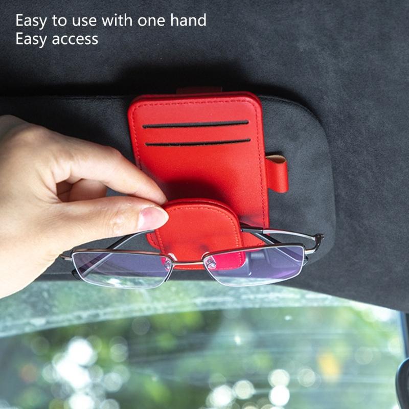 Leather Storage Clip Auto Interior Accessory Car Glasses Holder Card Clip Eyeglass Hanger Organizer Clip for Sun Visors