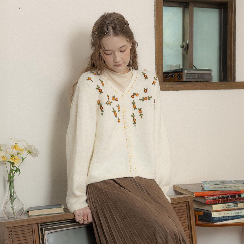 Peulaudeumali Pm_Flower Crew Neck Knit Top_Ivory