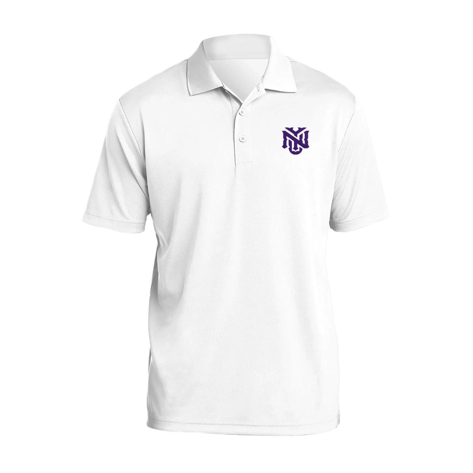 New York University Violets Primary Logo LC EMB Polo - White 3XL