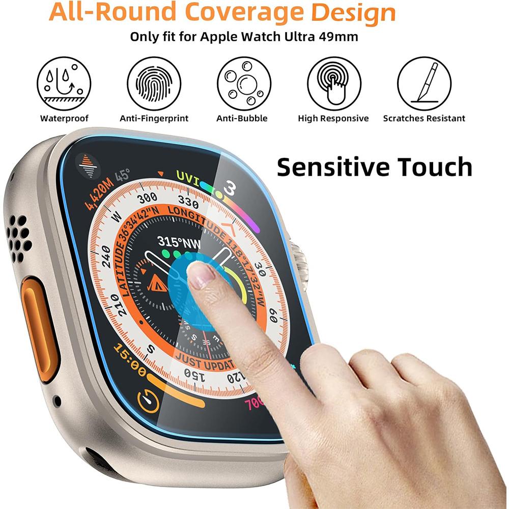 3 Stück Displayschutzfolie aus gehärtetem Glas für Apple Watch Ultra 3 2 1 49MM 49 MM 2025 Vollständiger Schutz Schutzfolie Displayschutzfolie Zubehör
