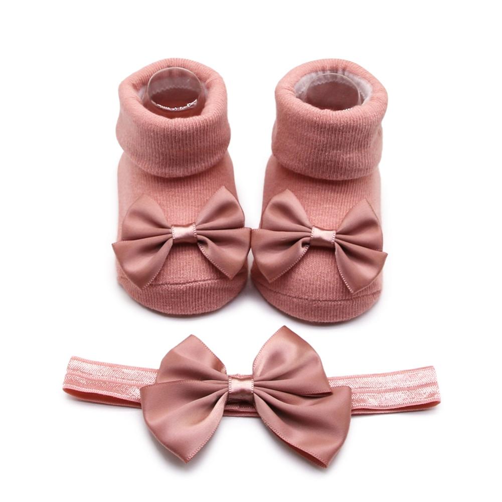 

Товсті шкарпетки для немовлят і дівчаток. Бавовняні милі шкарпетки з бантом і пов’язка для волосся M