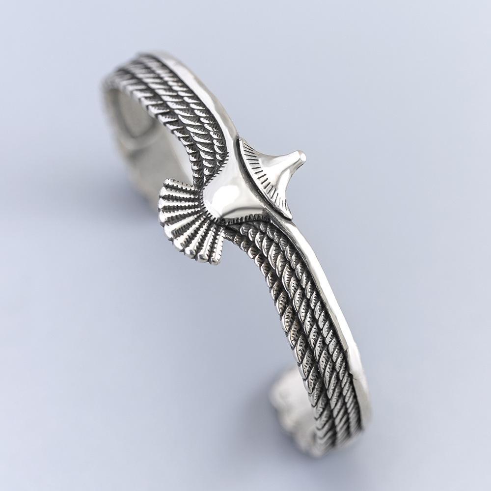 Мужской винтажный потертый черный кольцо-мебиус плетеный браслет с крыльями сплав открытый браслет