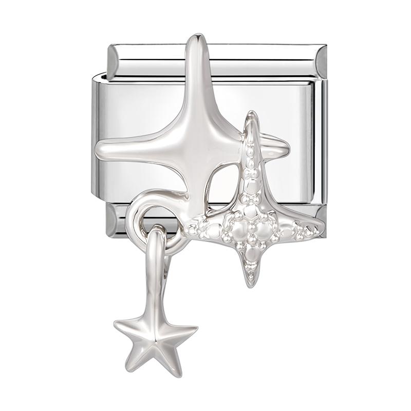 Women Zircon Heart Butterfly Moon Star Bow Pearl Pendant Italian Charm Links Fit 9mm Stainless Steel Bracelet DIY Making Gifts