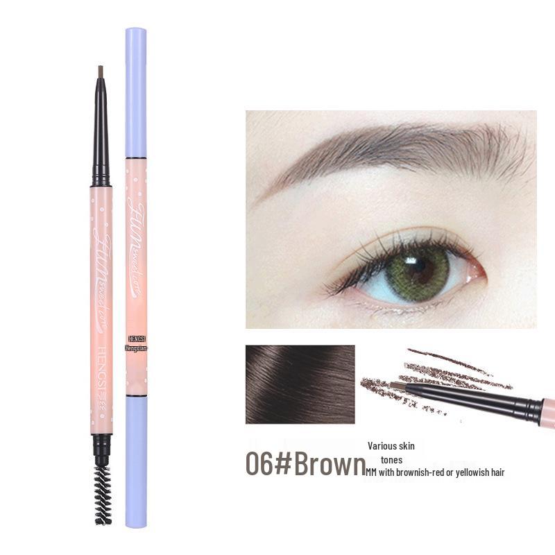 Henss Ultra-Fine Double-Ended Eyebrow Pencil - Waterproof, Sweatproof, Smudge-Proof, Colorfast, Natural, Super Fine.